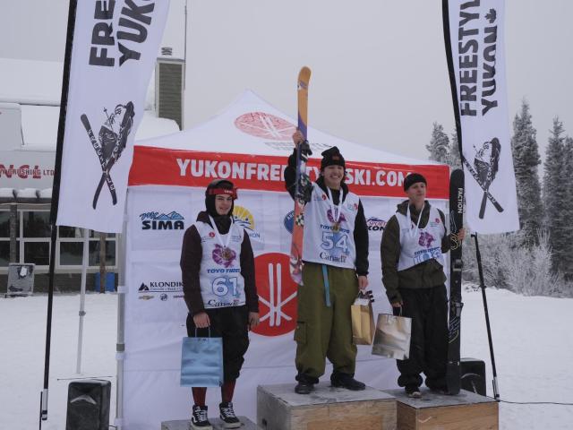 on the podium