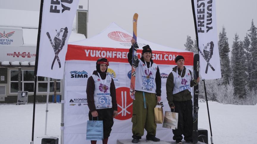 on the podium