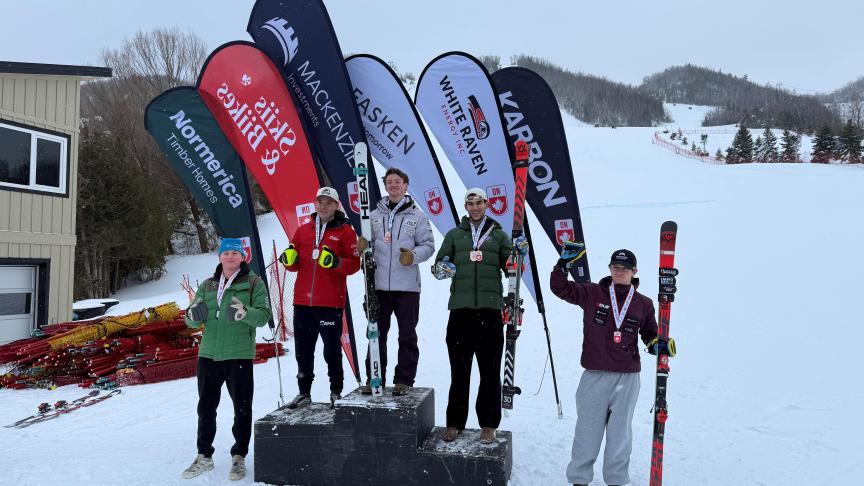 on the podium